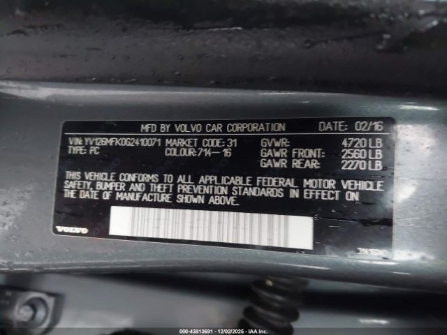 2016 VOLVO S60 YV126MFK0G2410071 Photo 8