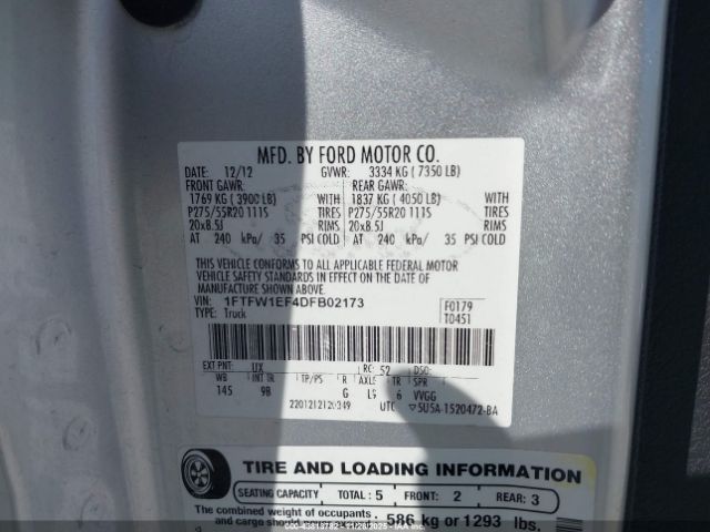 2013 FORD F-150 1FTFW1EF4DFB02173 Photo 8