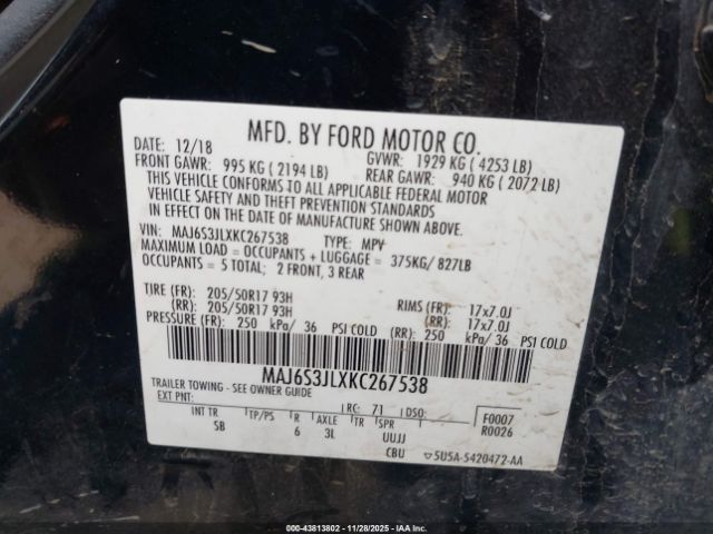 2019 FORD ECOSPORT MAJ6S3JLXKC267538 Photo 8