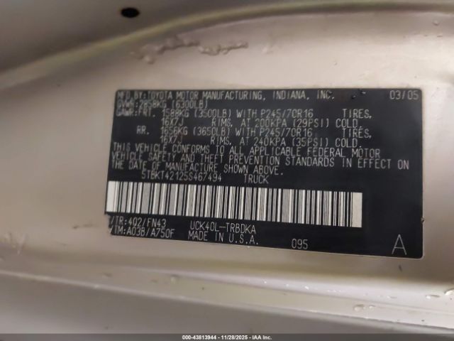 2005 TOYOTA TUNDRA 5TBKT42125S467494 Photo 8