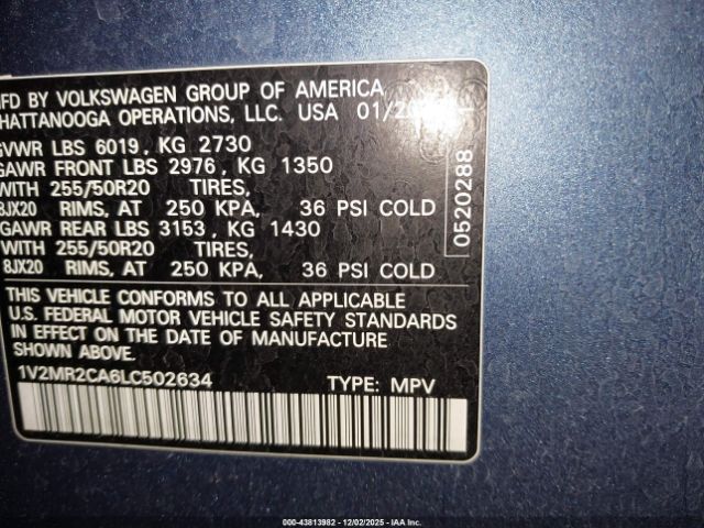 2020 VOLKSWAGEN ATLAS 1V2MR2CA6LC502634 Photo 8