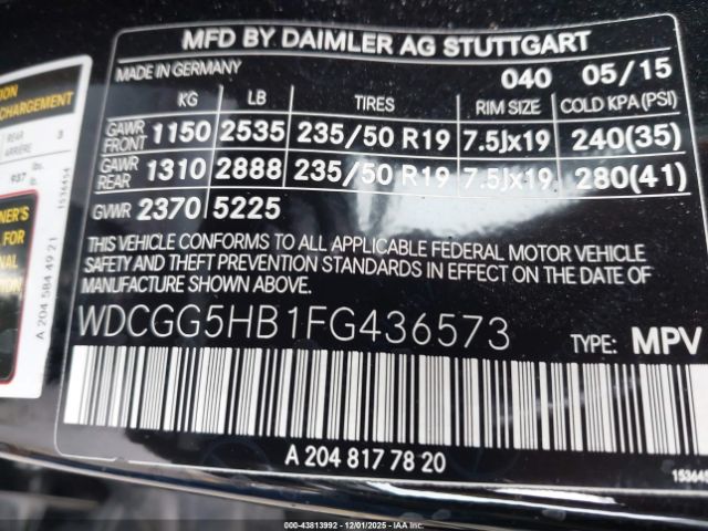 2015 MERCEDES-BENZ GLK 350 WDCGG5HB1FG436573 Photo 8