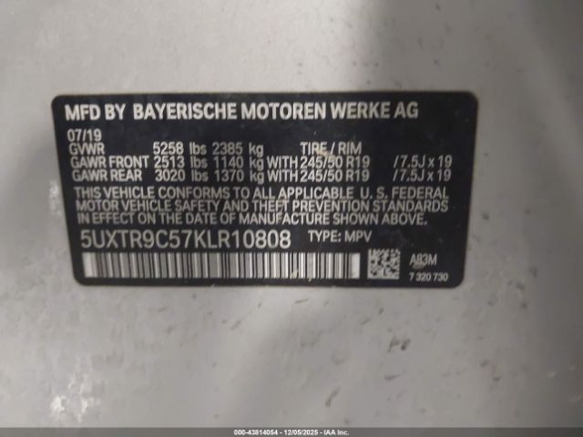 2019 BMW X3 5UXTR9C57KLR10808 Photo 8