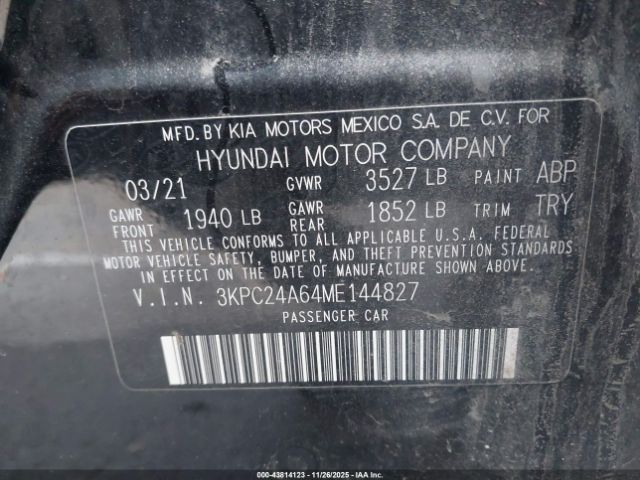 2021 HYUNDAI ACCENT 3KPC24A64ME144827 Photo 8