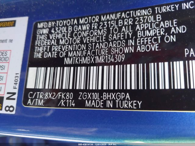 2021 TOYOTA C-HR NMTKHMBX1MR134309 Photo 8