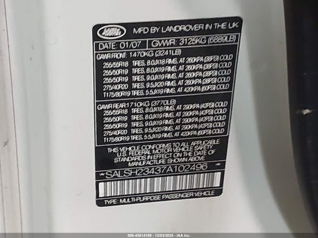 2007 LAND ROVER RANGE ROVER SPORT SALSH23437A102496 Photo 8