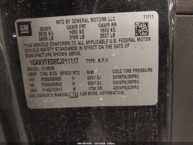 2012 GMC ACADIA 1GKKVTED8CJ211117 Photo 8