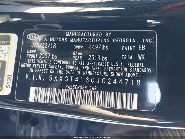 5XXGT4L30JG244718 KIA Optima Lx