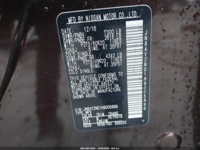 2017 NISSAN ARMADA JN8AY2ND1H9005899 Photo 8