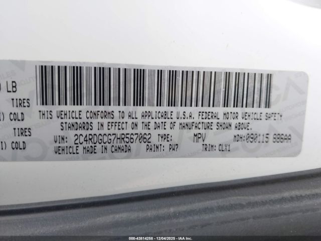 2017 DODGE GRAND CARAVAN 2C4RDGCG7HR567062 Photo 8