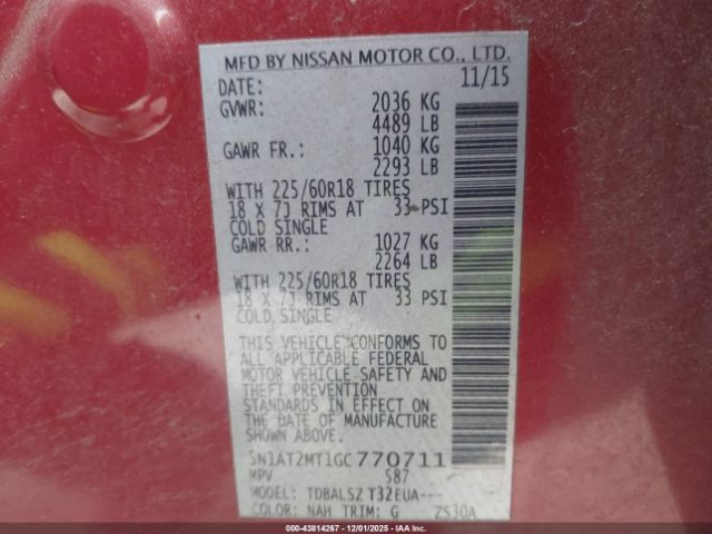 2016 NISSAN ROGUE 5N1AT2MT1GC770711 Photo 8