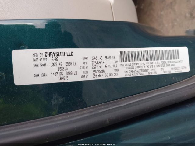 2009 CHRYSLER TOWN & COUNTRY 2A8HR54169R536911 Photo 8