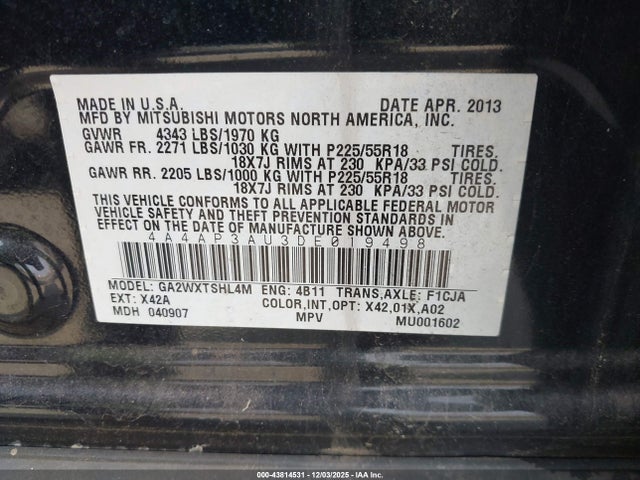 2013 MITSUBISHI OUTLANDER SPORT 4A4AP3AU3DE019498 Photo 8