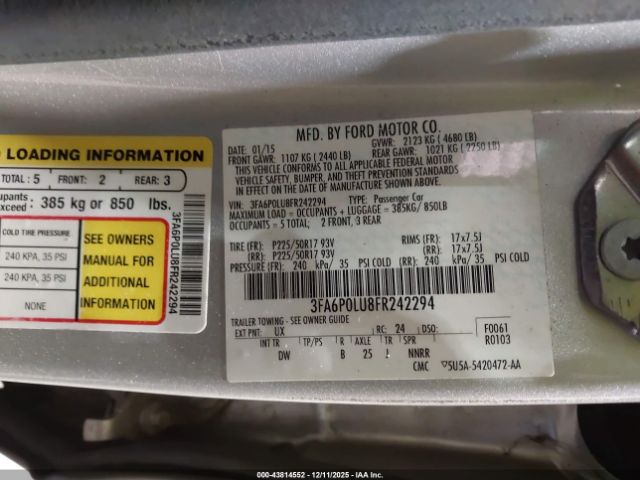 2015 FORD FUSION HYBRID 3FA6P0LU8FR242294 Photo 8