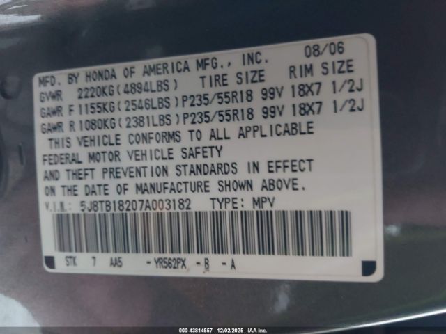 2007 ACURA RDX 5J8TB18207A003182 Photo 8