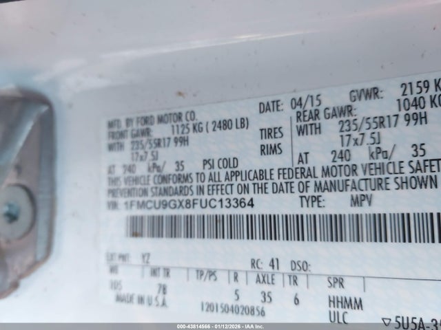 1FMCU9GX8FUC13364 Ford ESCAPE SE