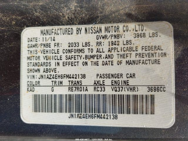 2015 NISSAN 370Z JN1AZ4EH6FM442138 Photo 8