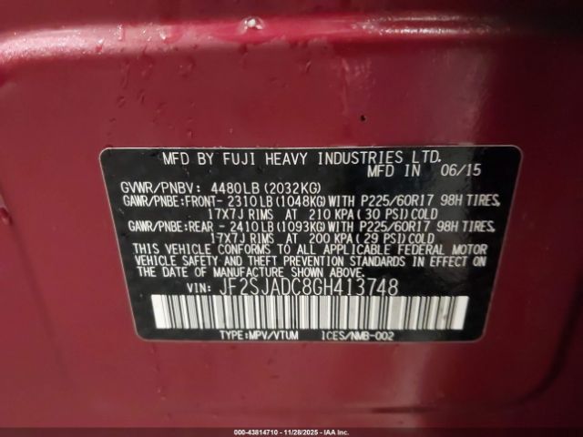 2016 SUBARU FORESTER JF2SJADC8GH413748 Photo 8