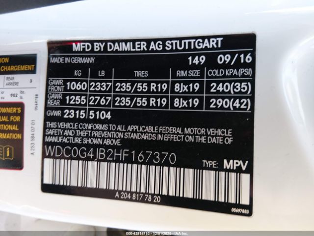 2017 MERCEDES-BENZ GLC 300 WDC0G4JB2HF167370 Photo 8