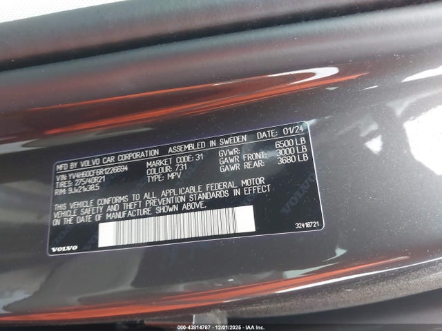 YV4H60CF6R1226694 Volvo Xc90 Recharge Plug-in Hybrid T8 Ultimate Bright Theme 7-seater