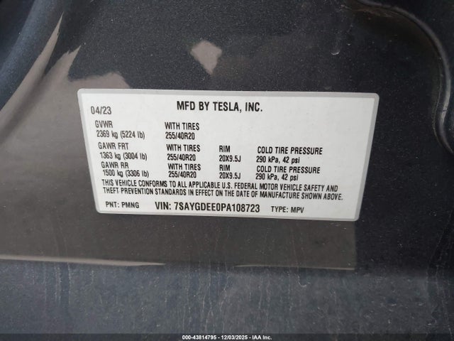 2023 TESLA MODEL Y 7SAYGDEE0PA108723 Photo 8