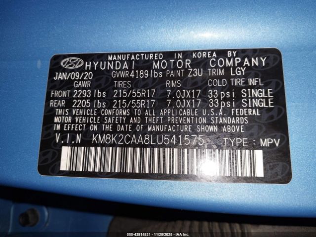 2020 HYUNDAI KONA KM8K2CAA8LU541575 Photo 8
