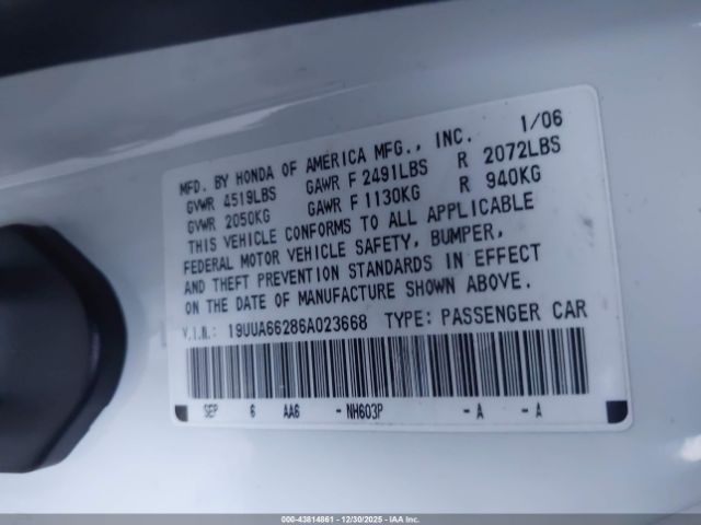 2006 ACURA TL 19UUA66286A023668 Photo 8