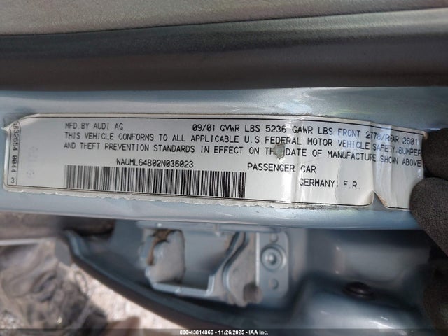 2002 AUDI A6 WAUML64B02N036023 Photo 8