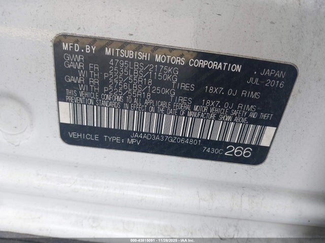 2016 MITSUBISHI OUTLANDER JA4AD3A37GZ064801 Photo 8
