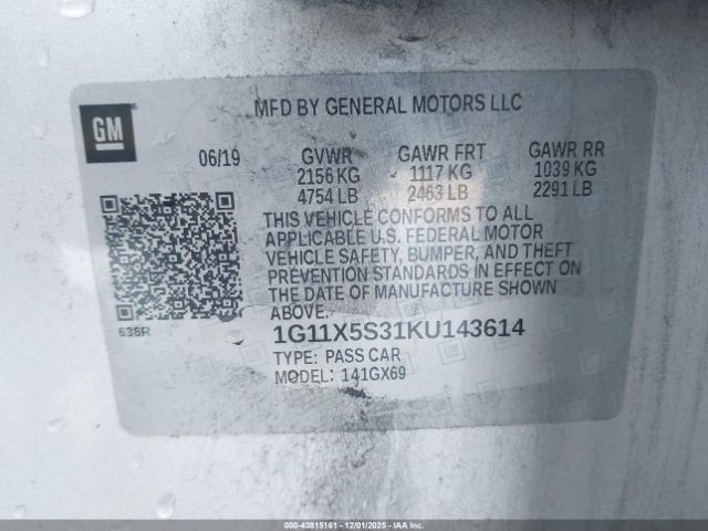 2019 CHEVROLET IMPALA 1G11X5S31KU143614 Photo 8