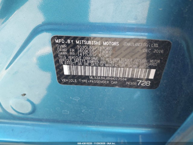 2017 MITSUBISHI MIRAGE ML32A3HJ8HH017584 Photo 8