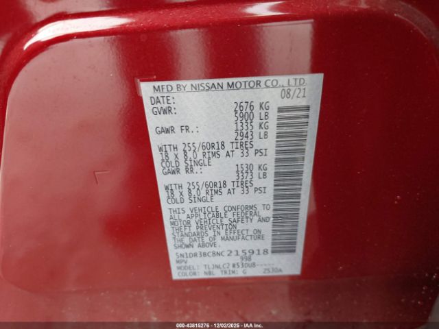 2022 NISSAN PATHFINDER 5N1DR3BC8NC215918 Photo 8