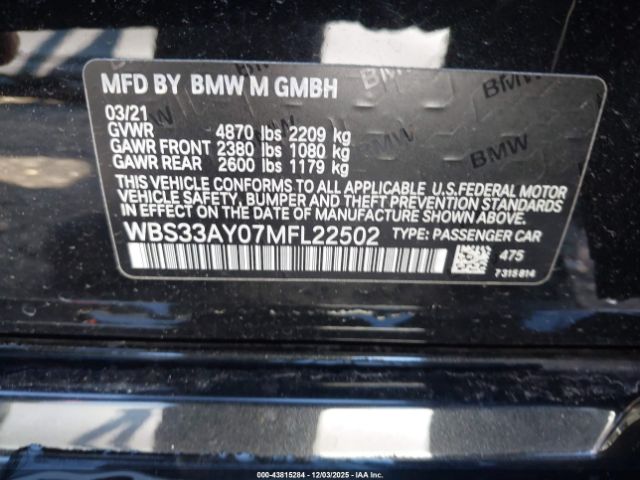 2021 BMW M3 WBS33AY07MFL22502 Photo 8