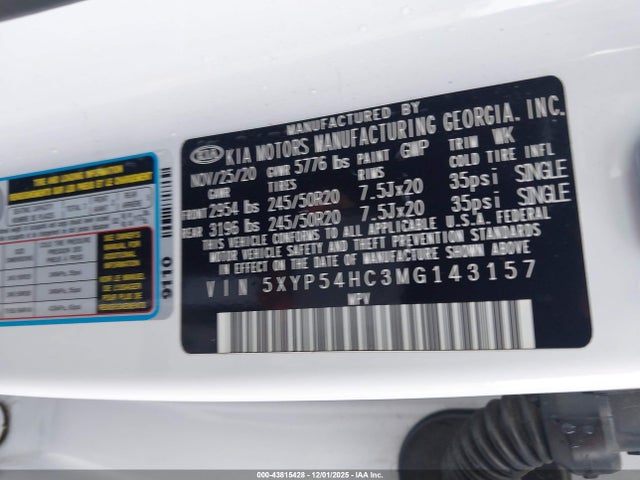 5XYP54HC3MG143157 KIA Telluride Sx
