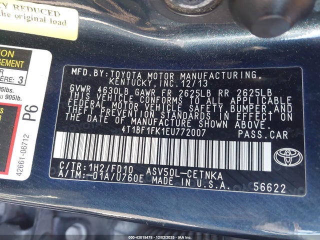 2014 TOYOTA CAMRY 4T1BF1FK1EU772007 Photo 8