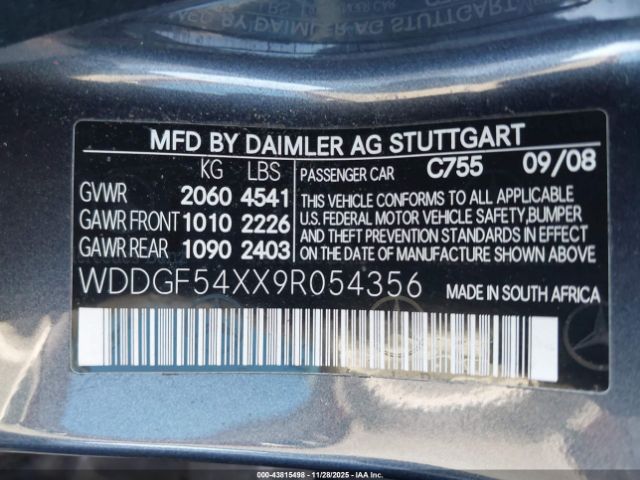 2009 MERCEDES-BENZ C 300 WDDGF54XX9R054356 Photo 8