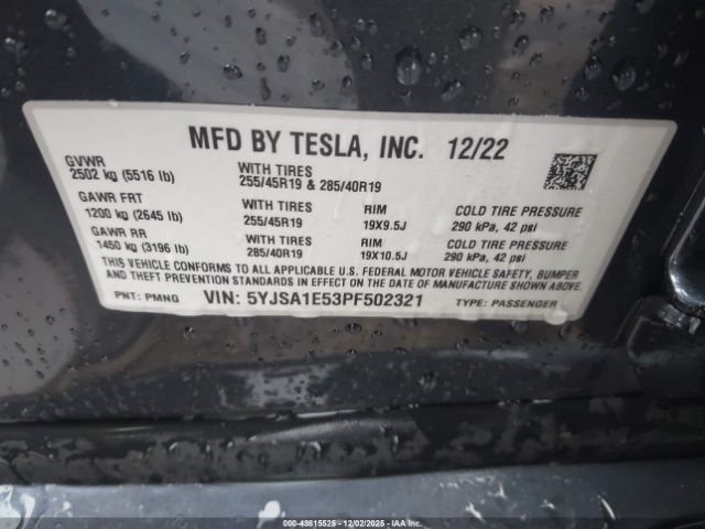 2023 TESLA MODEL S 5YJSA1E53PF502321 Photo 8