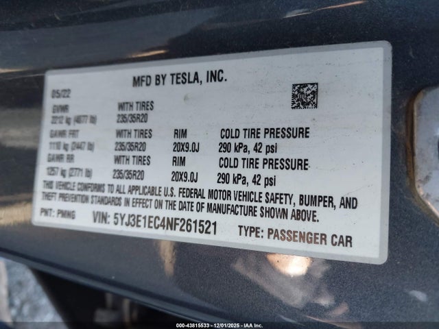 2022 TESLA MODEL 3 5YJ3E1EC4NF261521 Photo 8