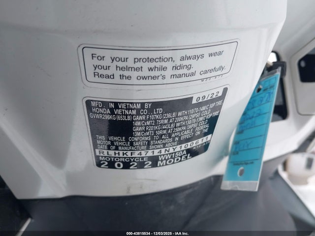 Honda WW150 A 2022 RLHKF4714NY100611 Image 10