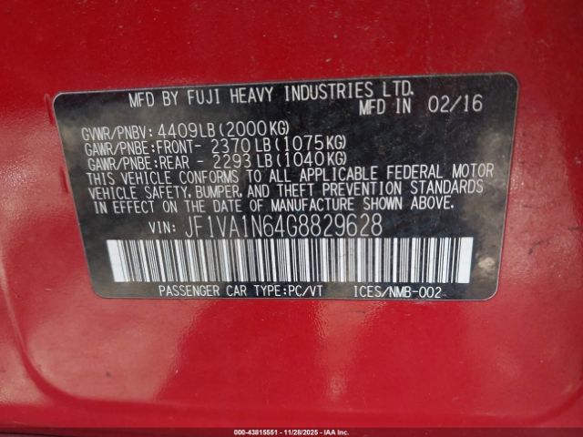 2016 SUBARU WRX JF1VA1N64G8829628 Photo 8