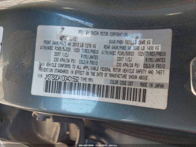 2013 MAZDA CX-9 JM3TB2DA1D0401592 Photo 8