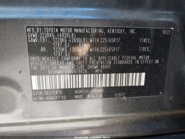 2022 TOYOTA RAV4 HYBRID 4T3RWRFVXNU079838 Photo 8