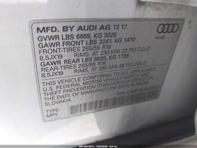 2018 AUDI Q7 WA1LAAF72JD025877 Photo 8
