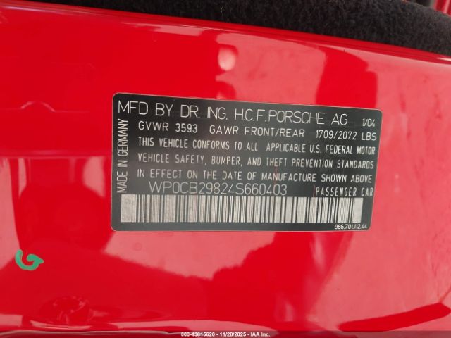 2004 PORSCHE BOXSTER WP0CB29824S660403 Photo 8