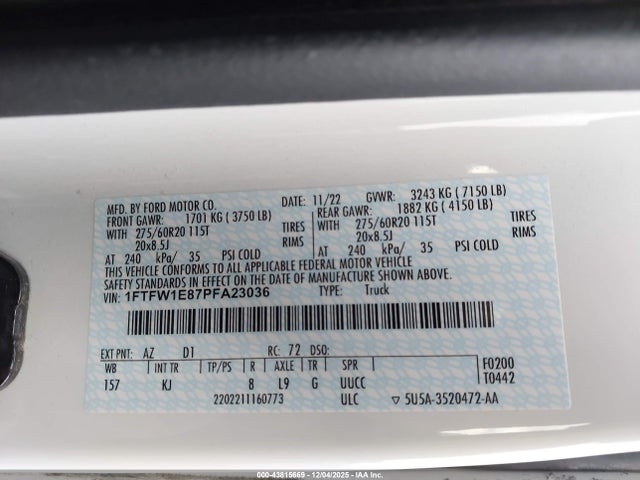 2023 FORD F-150 1FTFW1E87PFA23036 Photo 8