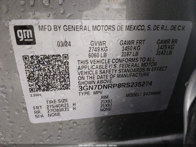 3GN7DNRP8RS235274 Chevrolet Equinox Ev Rs