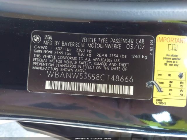 2008 BMW 550I WBANW53558CT48666 Photo 8