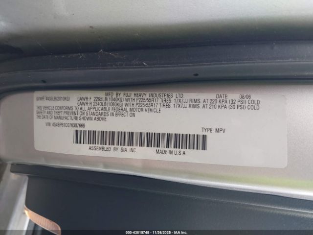 2007 SUBARU OUTBACK 4S4BP61C076307669 Photo 8