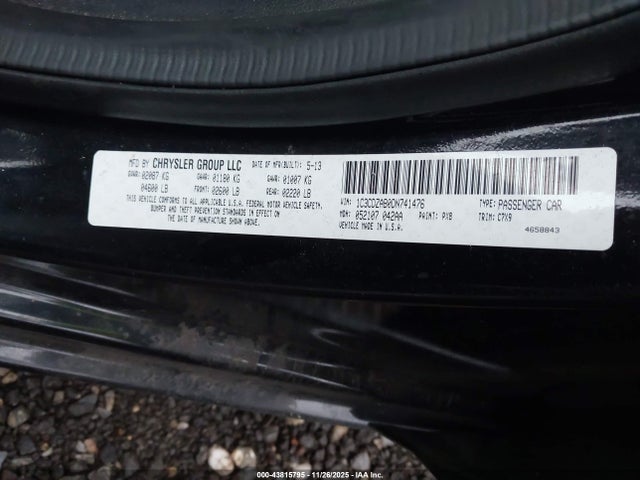Продажа на аукционе авто 2013 Dodge Avenger Se, vin: 1C3CDZAB0DN741476, номер лота: 43815795