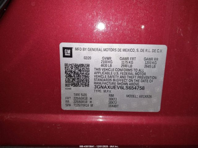 2020 CHEVROLET EQUINOX 3GNAXUEV6LS654758 Photo 8